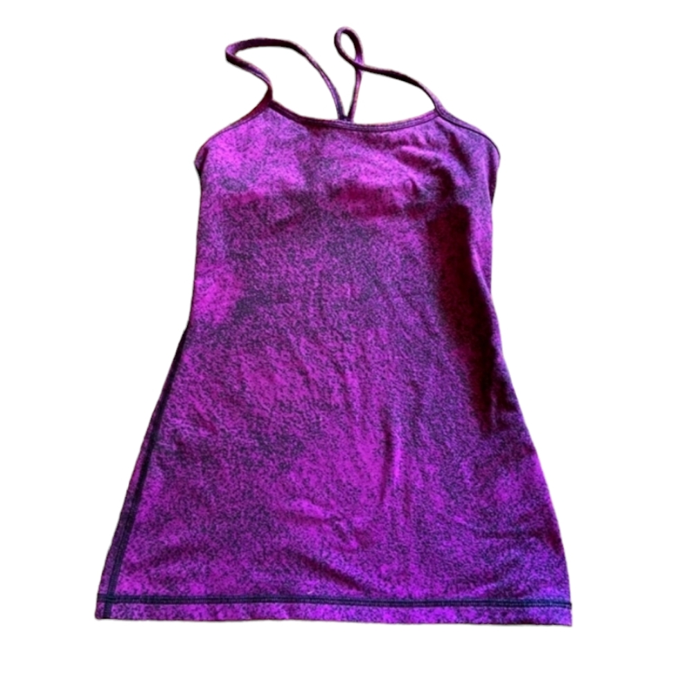Lululemon Power Y Tank Top Purple Black Space Dye Built In Bra Size 4
